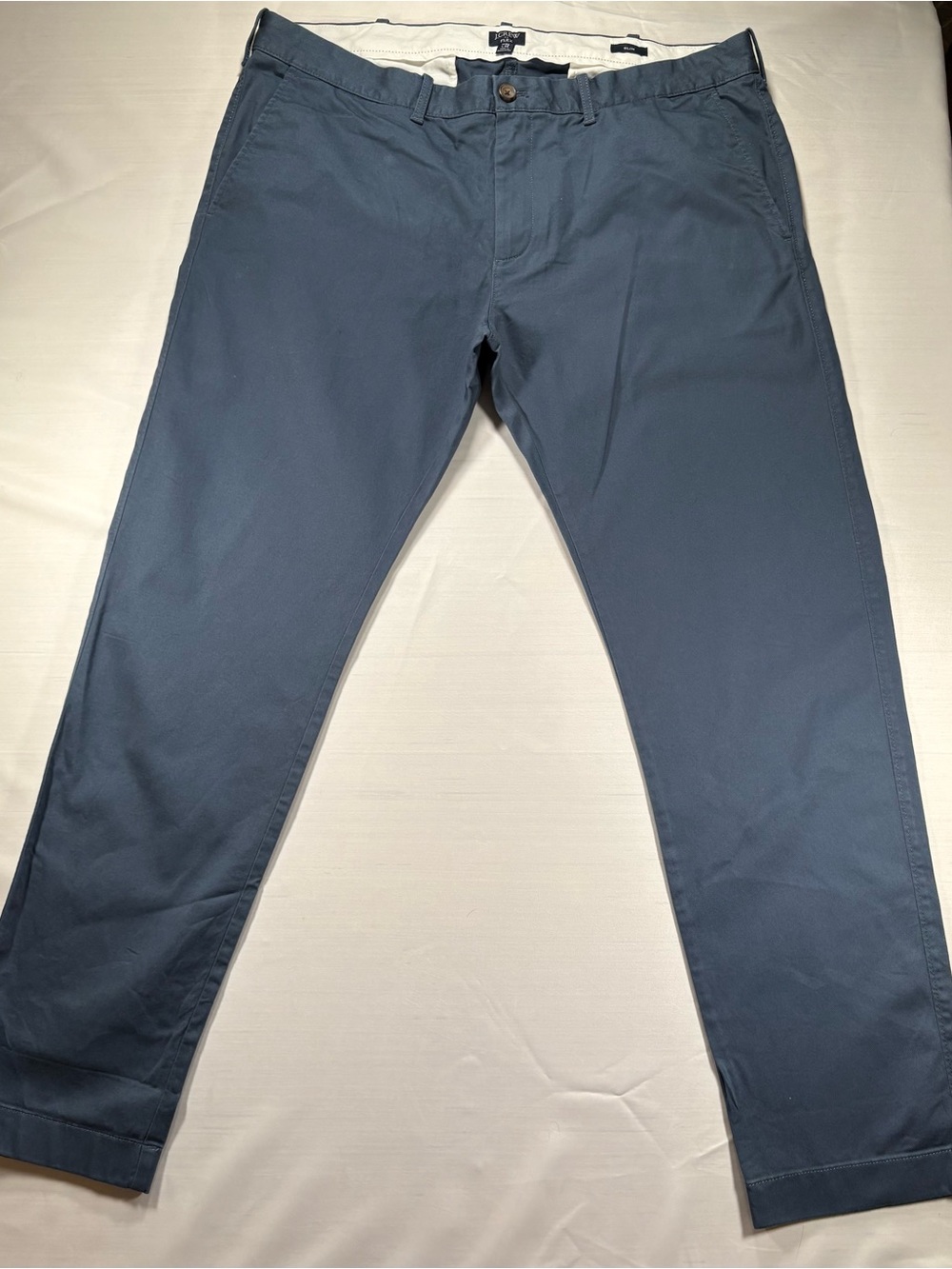 J.Crew Mens Flex Slim Fit Chino Pants Blue W38 L32 Cotton Stretch Trousers